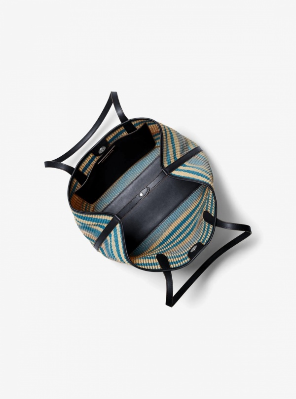 Avalon Medium Striped Woven Tote Bag