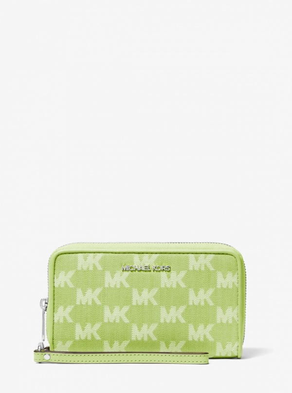 Jet Set Travel Large Logo Jacquard Denim Smartphone Wristlet