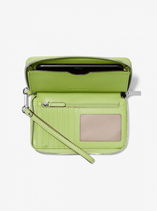 Jet Set Travel Large Logo Jacquard Denim Smartphone Wristlet
