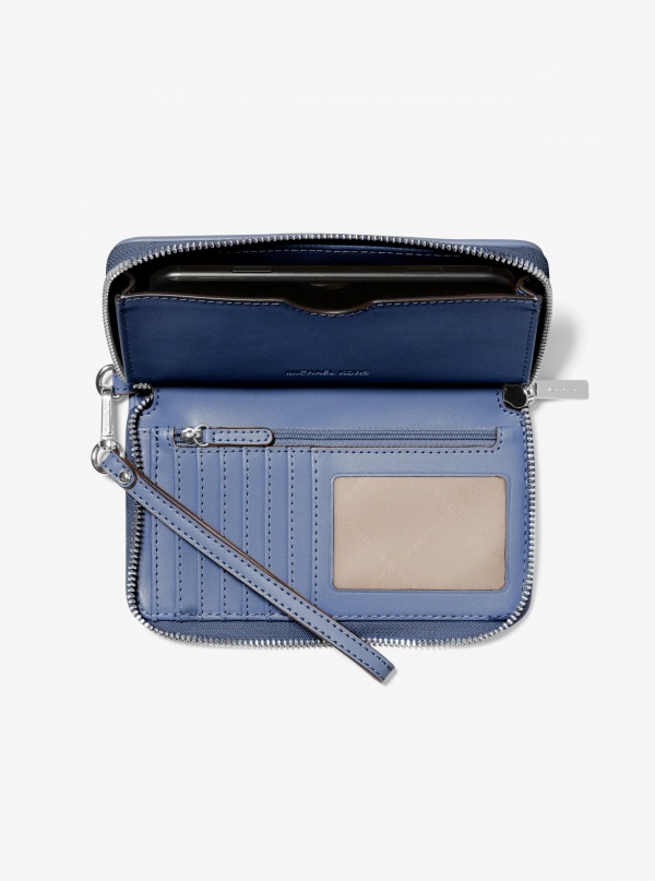 Jet Set Travel Large Logo Jacquard Denim Smartphone Wristlet