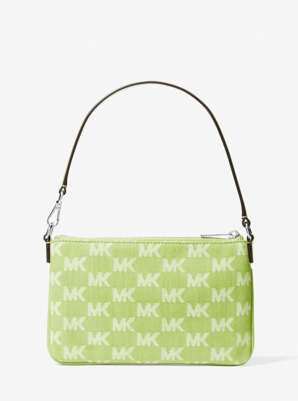 Jet Set Travel Small Logo Jacquard Denim Wristlet