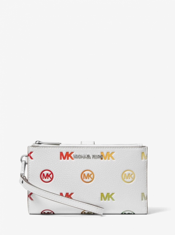 Jet Set Travel Rainbow Logo Embossed Wristlet