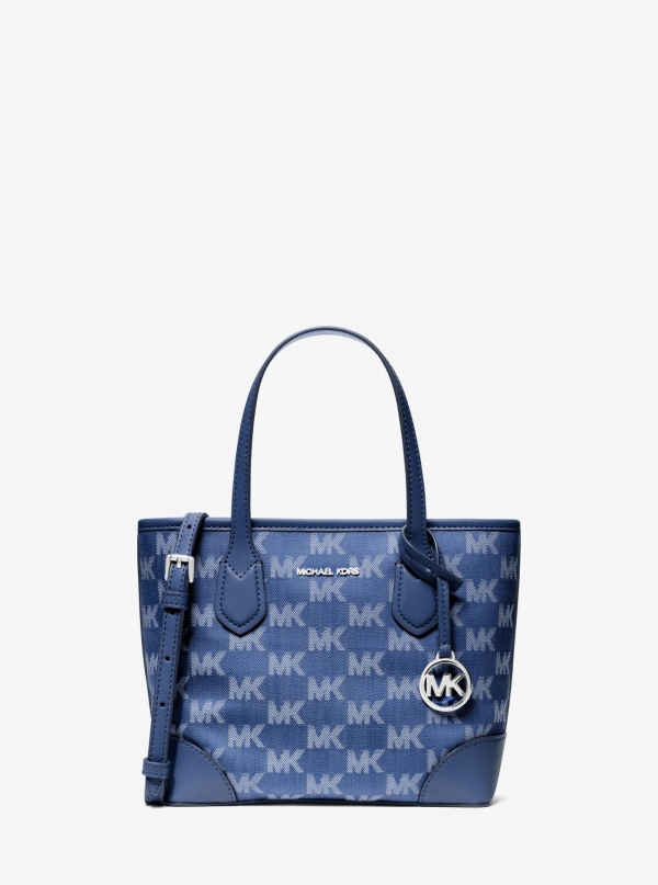 Eva Extra-Small Logo Jacquard Denim Convertible Tote Bag