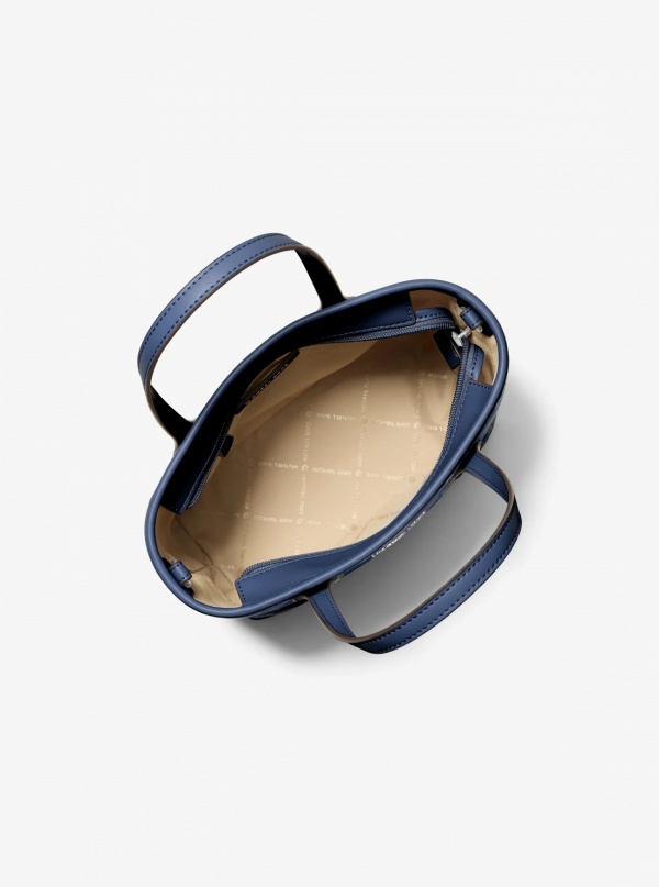 Eva Extra-Small Logo Jacquard Denim Convertible Tote Bag