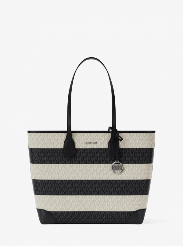 Eva Large Striped Signature Logo Tote Bag