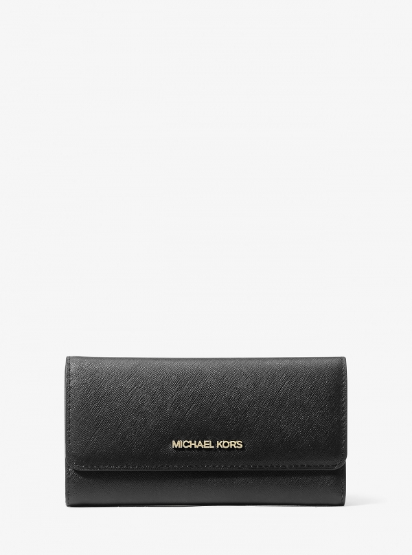 Michael Kors Jet Set Travel Crossgrain Leather Tri-Fold Wallet