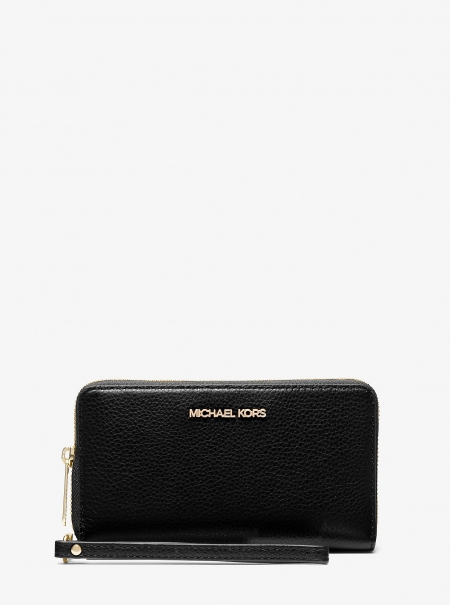 Large Pebbled Leather Smartphone Wristlet