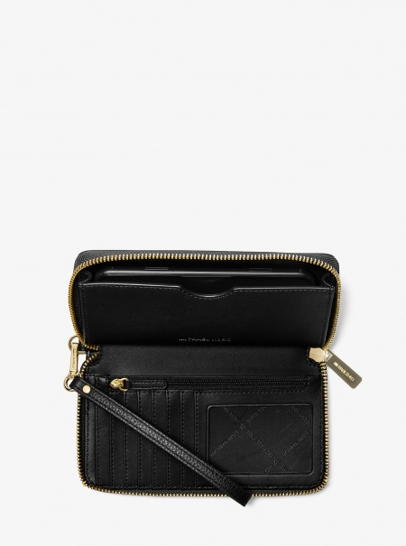 Large Pebbled Leather Smartphone Wristlet