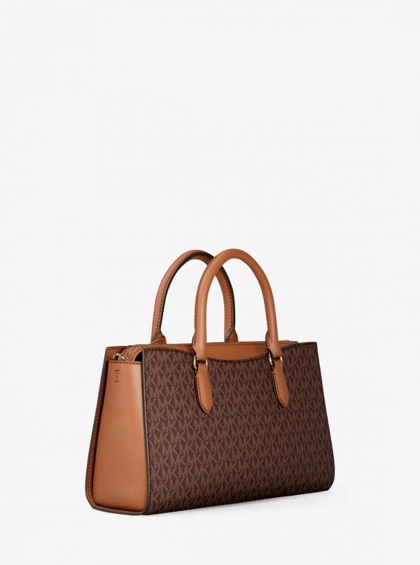 Arden Medium Signature Logo Top-Zip Satchel