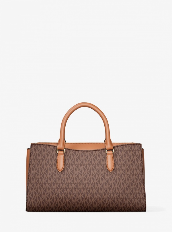 Arden Medium Signature Logo Top-Zip Satchel