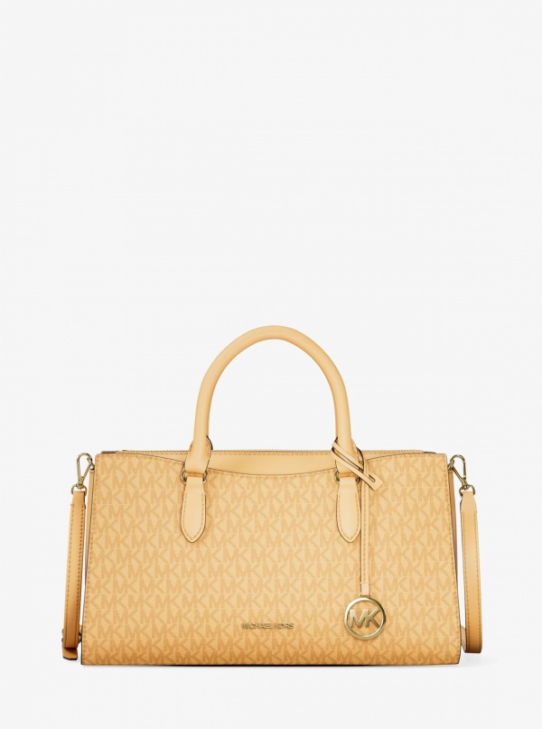 Arden Medium Signature Logo Top-Zip Satchel