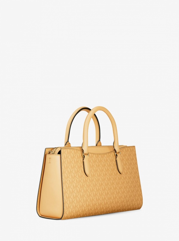Arden Medium Signature Logo Top-Zip Satchel