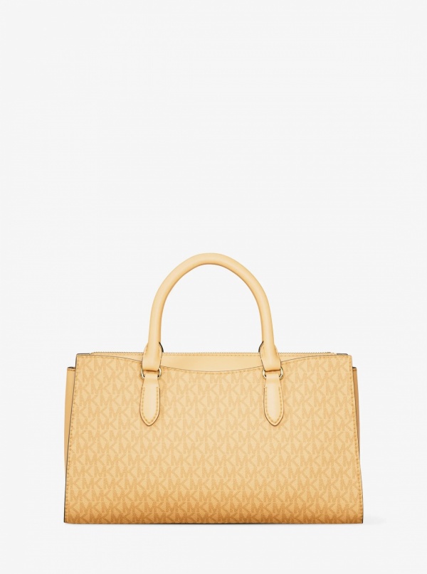 Arden Medium Signature Logo Top-Zip Satchel