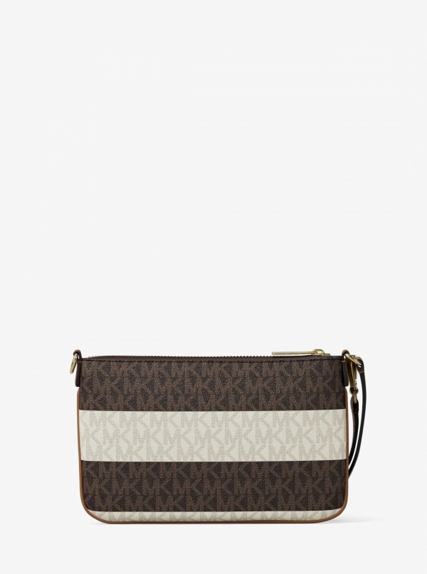 Jet Set Travel Small Striped Signature Logo Convertible Wristlet