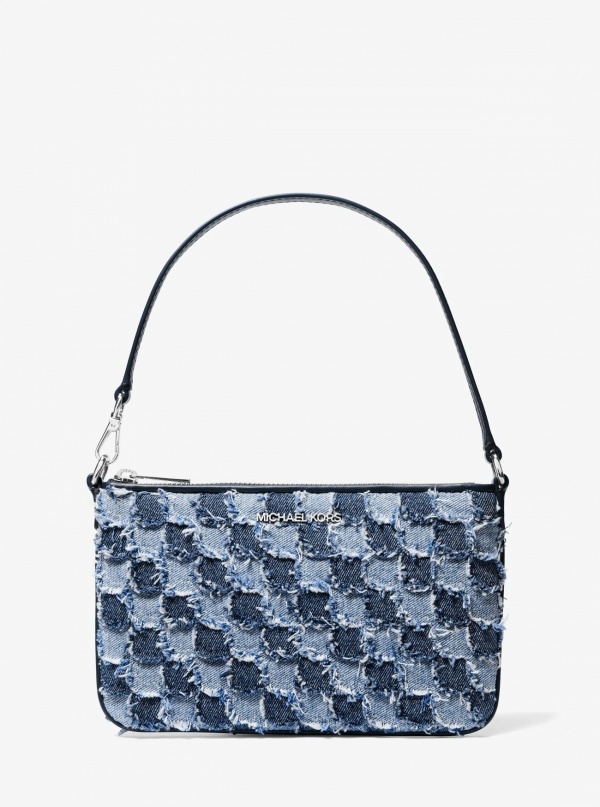 Jet Set Travel Small Patchwork Denim Convertible Wristlet
