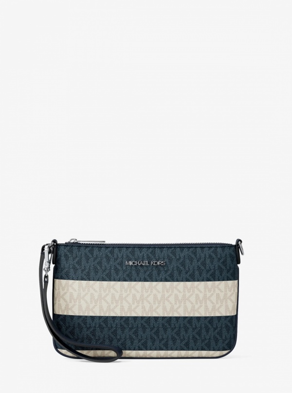Jet Set Travel Striped Signature Logo Convertible Wristlet
