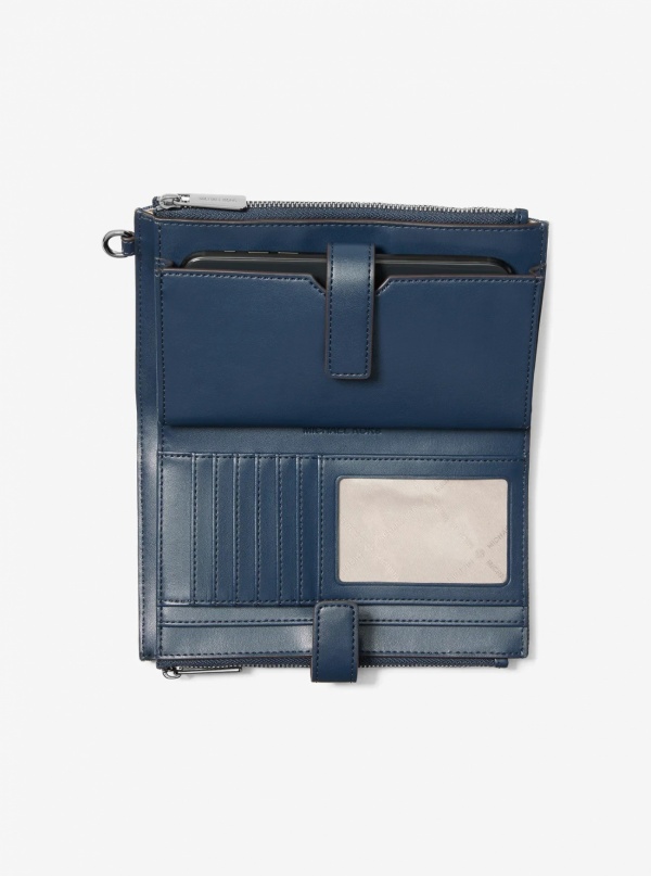 Jet Set Travel Embellished Denim Wristlet