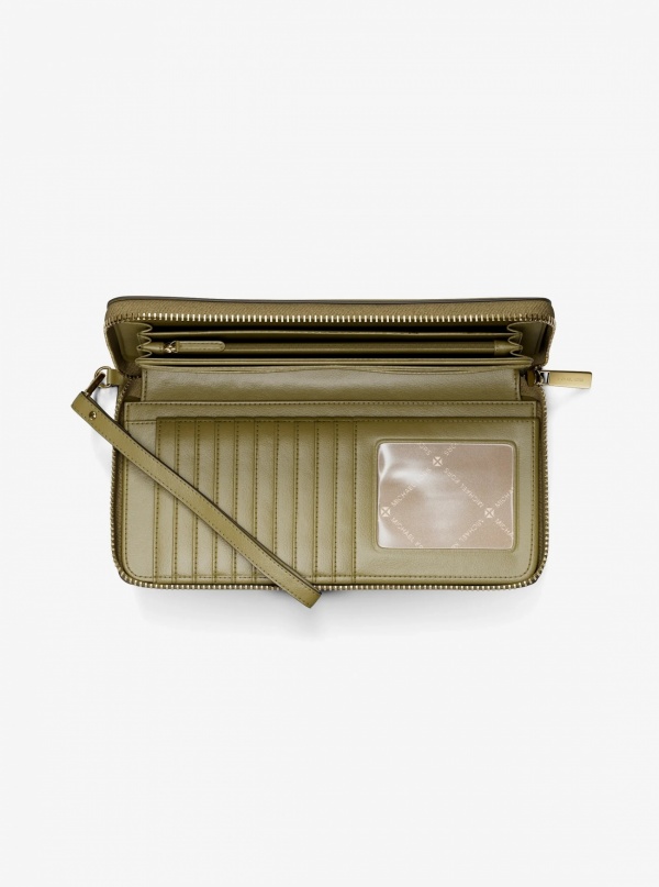 Jet Set Travel Large Pebbled Leather Wristlet