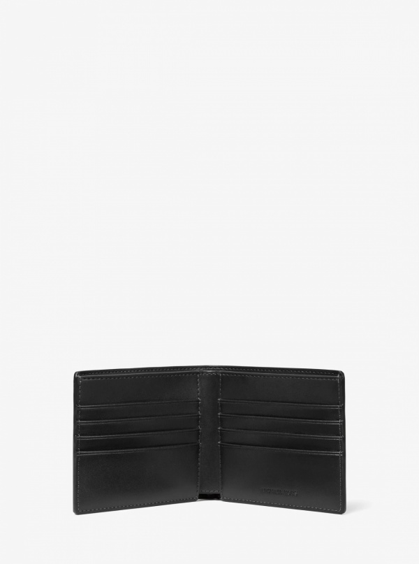 Michael Kors Mens Pebbled Leather Billfold Wallet and Signature Logo Card Case Gift Set