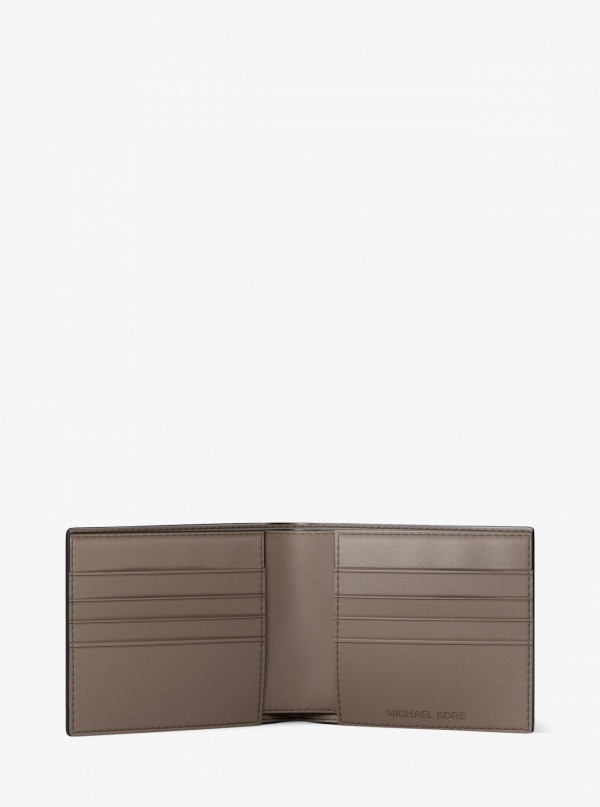 Michael Kors Mens Pebbled Leather Billfold Wallet and Signature Logo Card Case Gift Set