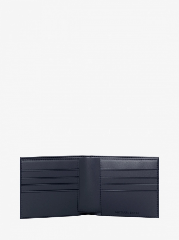 Michael Kors Mens Pebbled Leather Billfold Wallet and Signature Logo Card Case Gift Set