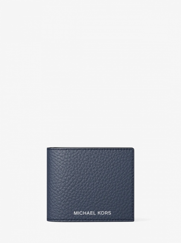 Michael Kors Mens Pebbled Leather Billfold Wallet and Signature Logo Card Case Gift Set