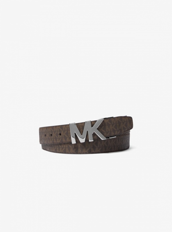 Michael Kors Mens Reversible Signature Logo and Leather Belt