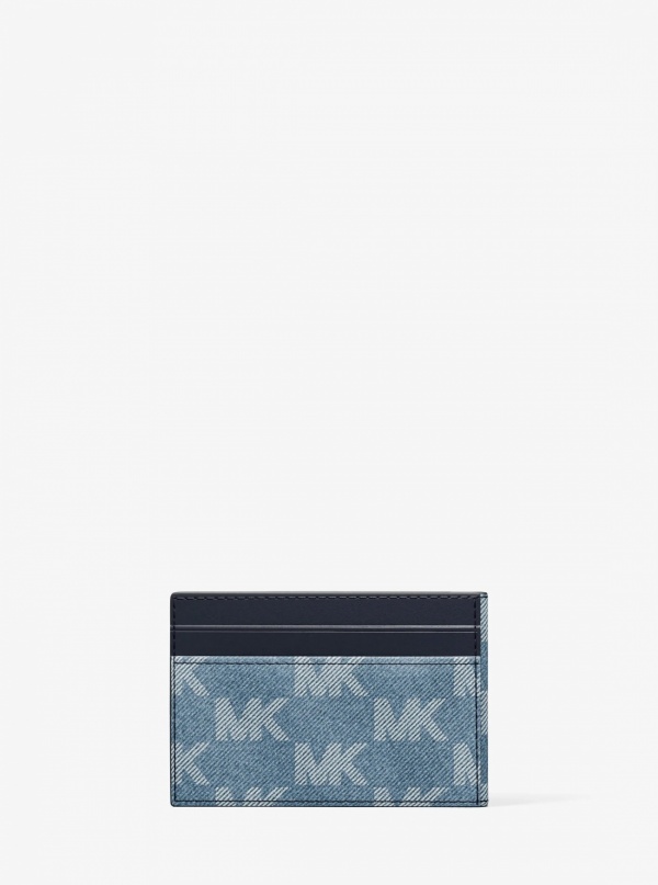 Michael Kors Mens Cooper Medium Logo Jacquard Denim Wallet