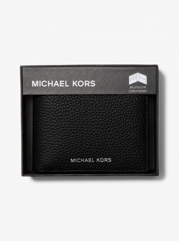 Michael Kors Mens Cooper Pebbled Leather Billfold Wallet With Coin Pouch