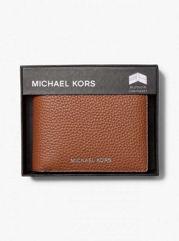 Michael Kors Mens Cooper Pebbled Leather Billfold Wallet With Coin Pouch