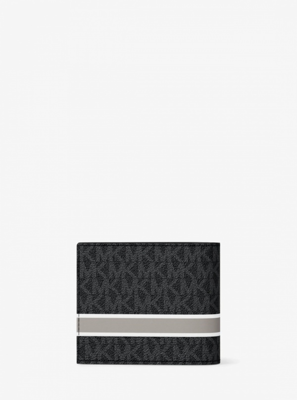 Michael Kors Mens Cooper Striped Signature Logo Billfold Wallet With Passcase