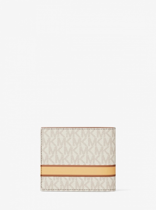 Michael Kors Mens Cooper Striped Signature Logo Billfold Wallet With Passcase