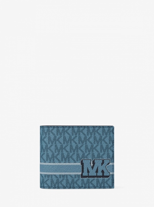 Michael Kors Mens Cooper Striped Signature Logo Billfold Wallet With Passcase