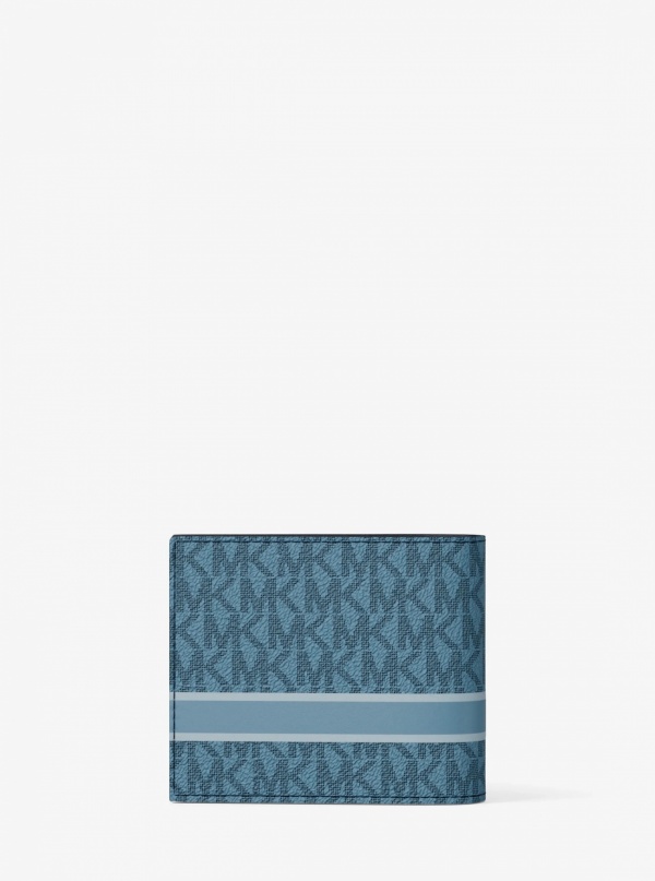 Michael Kors Mens Cooper Striped Signature Logo Billfold Wallet With Passcase