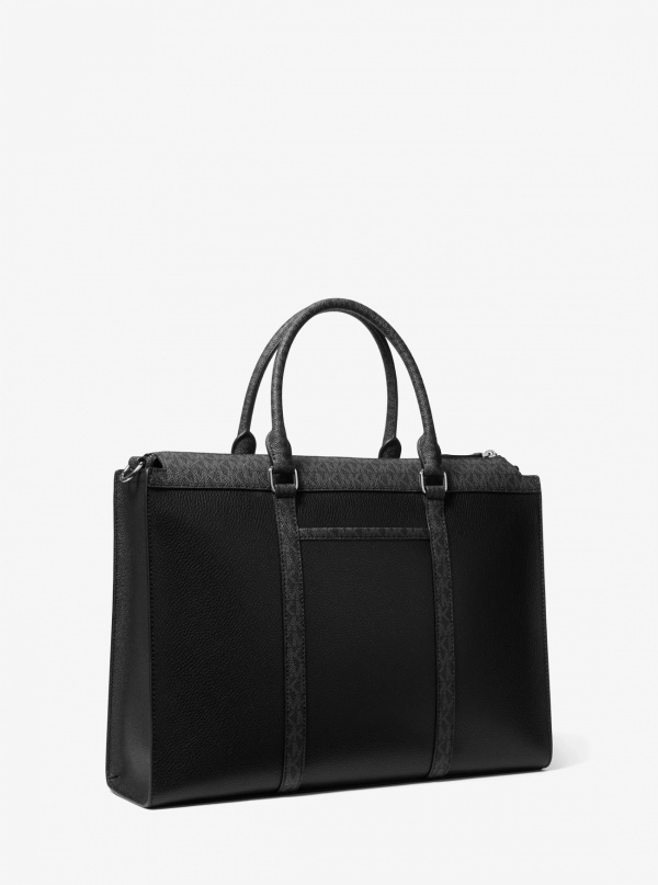 Michael Kors Mens Cooper Pebbled Leather and Signature Logo Briefcase