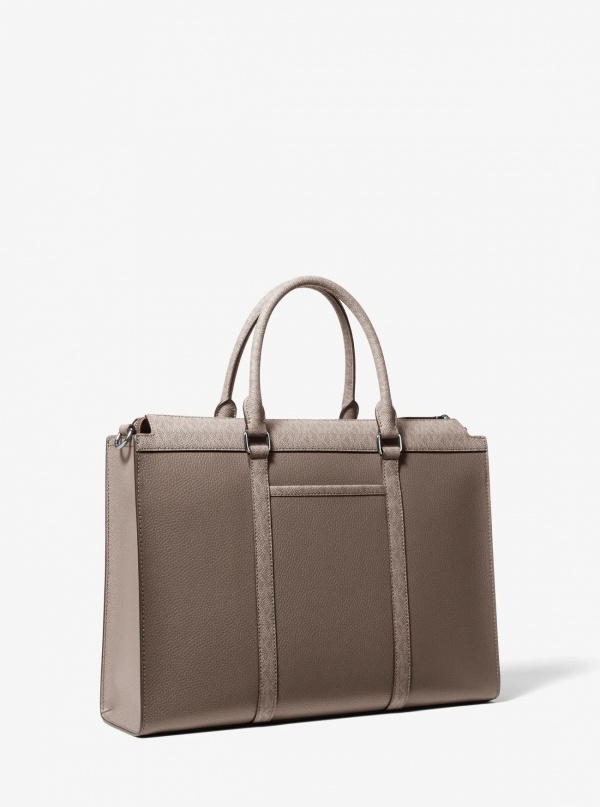 Michael Kors Mens Cooper Pebbled Leather and Signature Logo Briefcase
