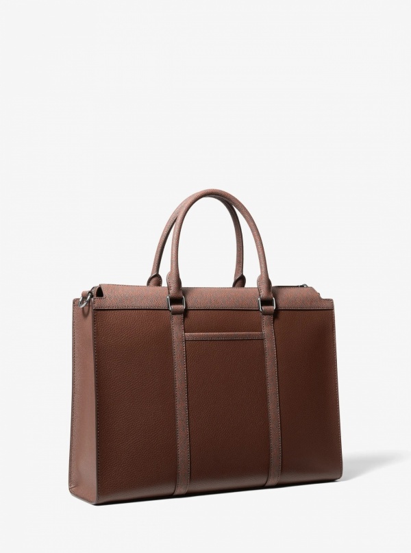 Michael Kors Mens Cooper Pebbled Leather and Signature Logo Briefcase