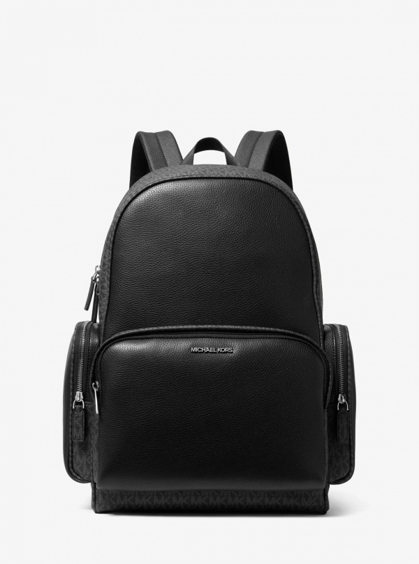 Michael Kors Mens Cooper Leather and Signature Logo Backpack