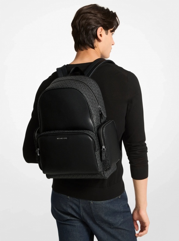 Michael Kors Mens Cooper Leather and Signature Logo Backpack
