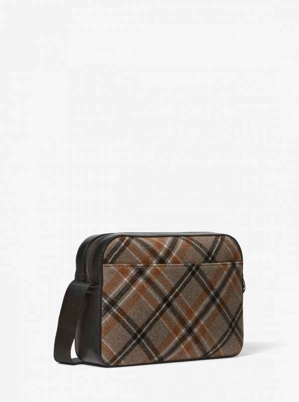 Michael Kors Mens Cooper Plaid Wool Blend Flight Bag