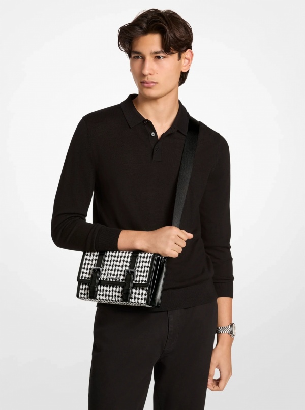 Michael Kors Mens Cooper Houndstooth Trunk Crossbody Bag