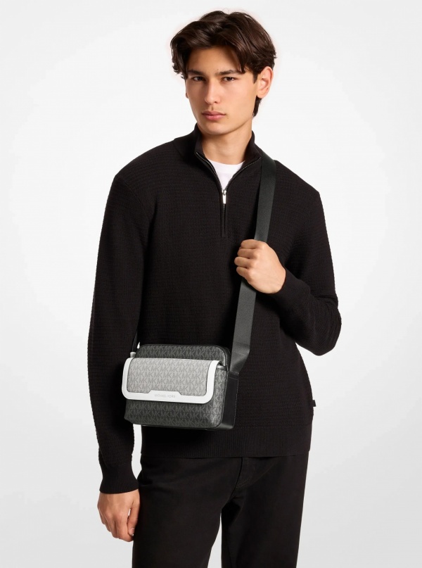 Michael Kors Mens Cooper Medium Signature Logo Camera Bag