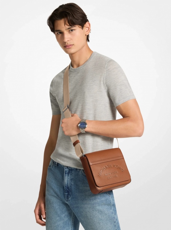 Michael Kors Mens Cooper Pebbled Leather Crossbody Bag
