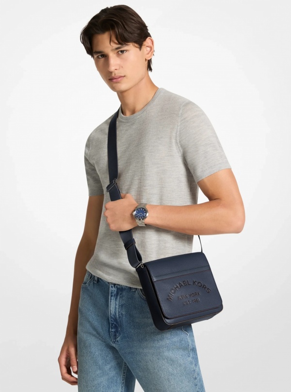 Michael Kors Mens Cooper Pebbled Leather Crossbody Bag