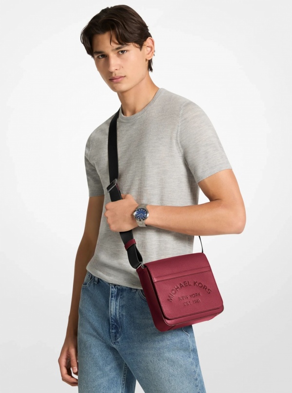 Michael Kors Mens Cooper Pebbled Leather Crossbody Bag