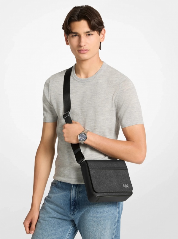 Michael Kors Mens Cooper Leather Crossbody Bag