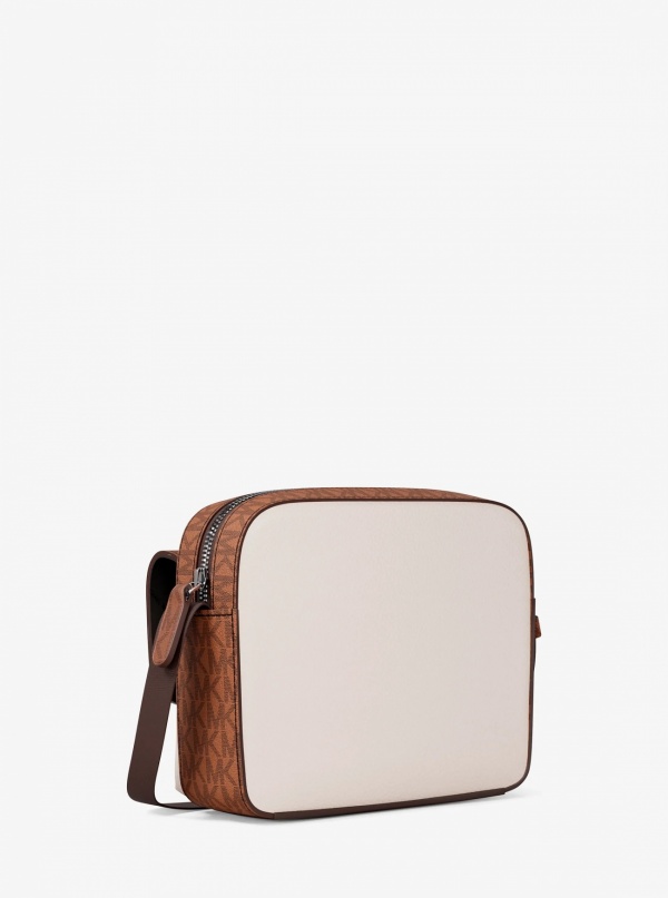 Michael Kors Mens Cooper Medium Pebbled Leather and Signature Logo Camera Crossbody Bag