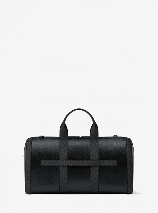 Michael Kors Mens Cooper Pebbled Leather and Signature Logo Duffel Bag