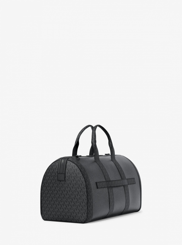 Michael Kors Mens Cooper Pebbled Leather and Signature Logo Duffel Bag
