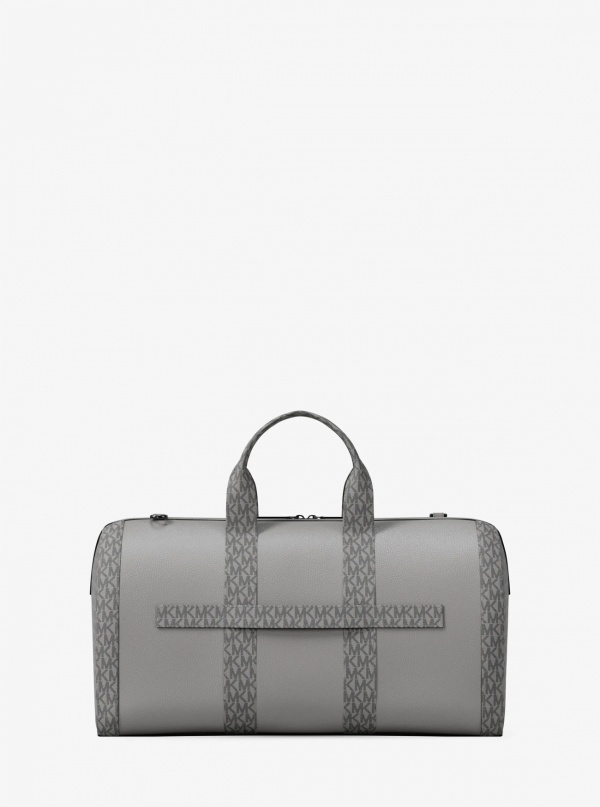 Michael Kors Mens Cooper Pebbled Leather and Signature Logo Duffel Bag